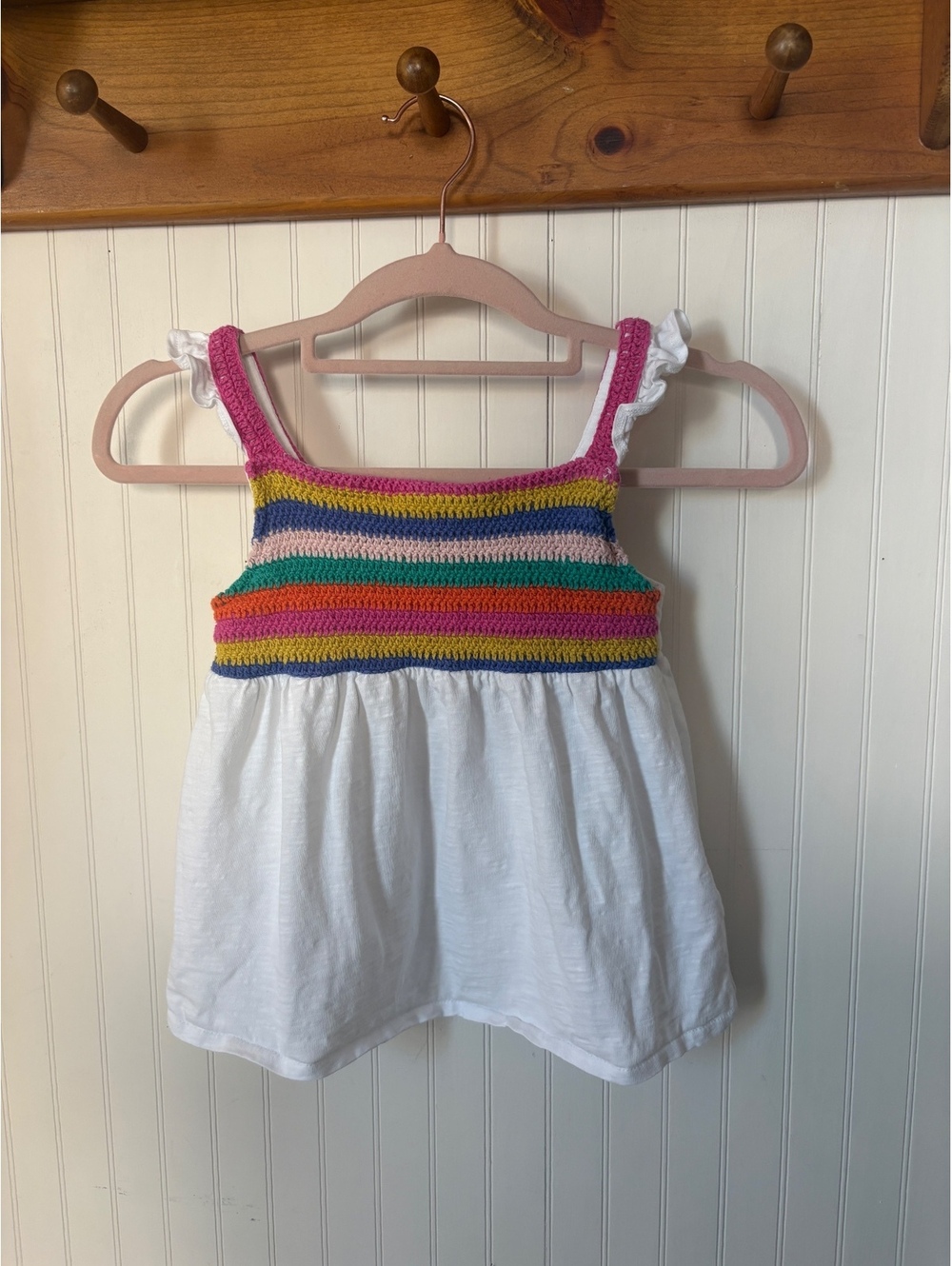 Mini Boden girls crochet rainbow top 7-8y